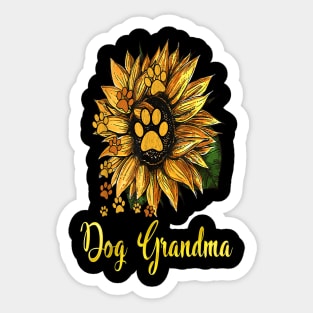 Dog Grandma Sunflower Sticker